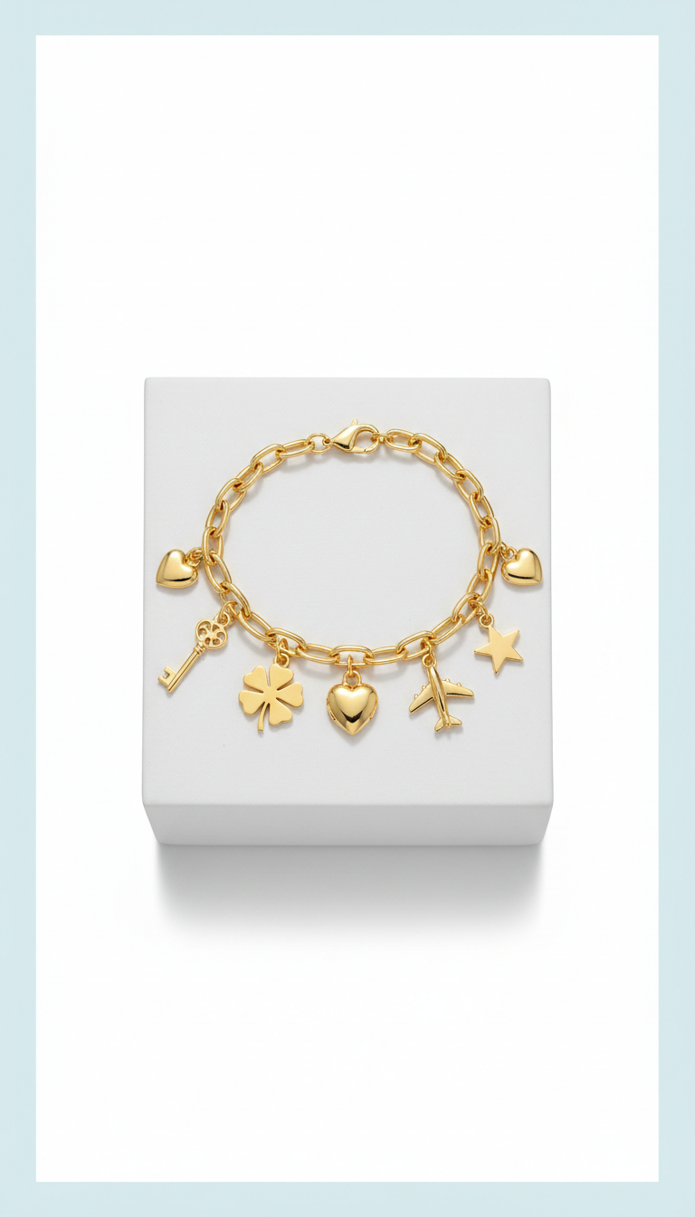 Polished Gold Charm Bracelet