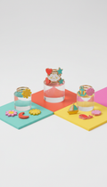 Enamel charm ring stack in playful palette