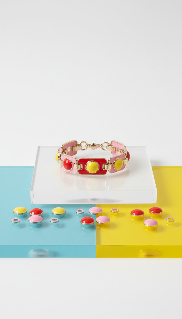 Enamel charm bracelet in candy mix
