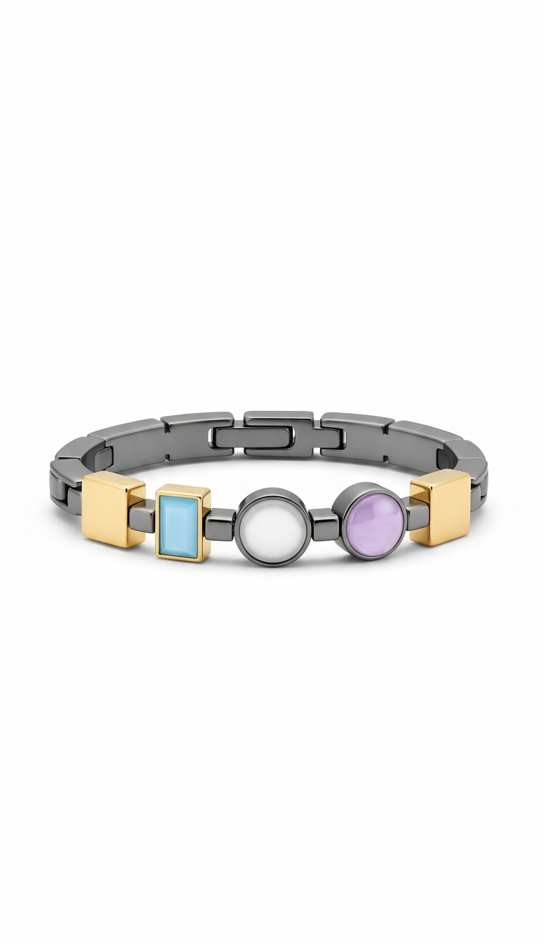 Steel Grey Modular Charm Link Bracelet
